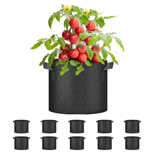HealSmart Plant Grow Bags 7 Gallon, Tomoato Planter Pots 10-Pack with Handles, Aeration Nonwoven Fabric, Heavy Duty Gardening Planter for Vegetable, Herbs and Flowers, Black New - color: Black, 10 Pack, size: 7 Gallon New
