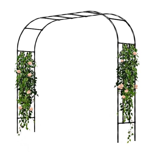 Garden Arch Trellis, 7.9FT Metal Arbor Archway for Climbing Plants Outdoor - color: 98.4 inch Length - Black, size: Full Arch