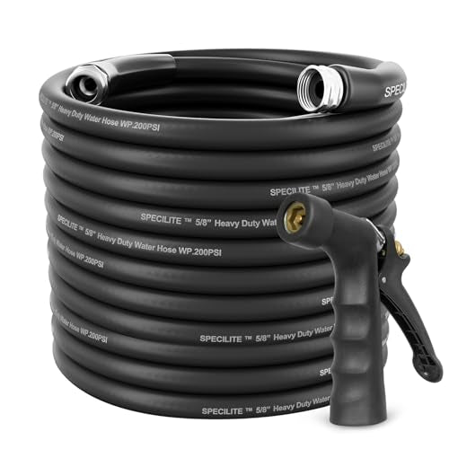 SPECILITE 5/8" Hot/Cold Garden Water Hose 150 ft, -50℉-158℉, Black - size: 5/8in x 150ft