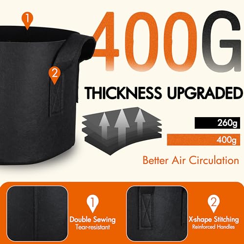 Gardzen 2-Pack 40 Gallon Grow Bags Fabric Pots with Heavy Duty Handles - size: 40 Gallon Bags
