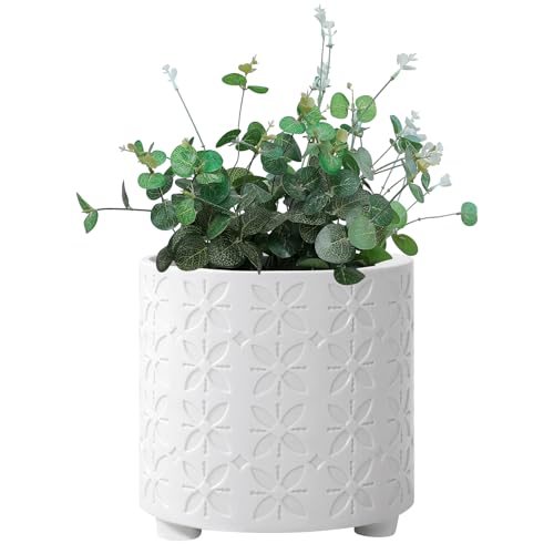 8 Inch Planter, Plant Pots with Drainage Hole, Modern Cylinder Flowerpot - Indoor & Outdoor Plants for Home & Office,White - color: F White, size: 8 inch
