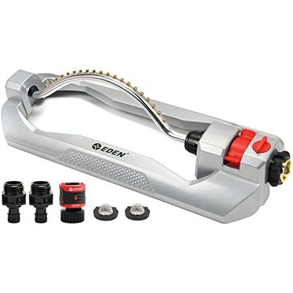 Eden 96215 Metal 2-Way Oscillating Sprinkler for Lawn and Garden w/Quick Connect Starter Set - style: With Flow Control