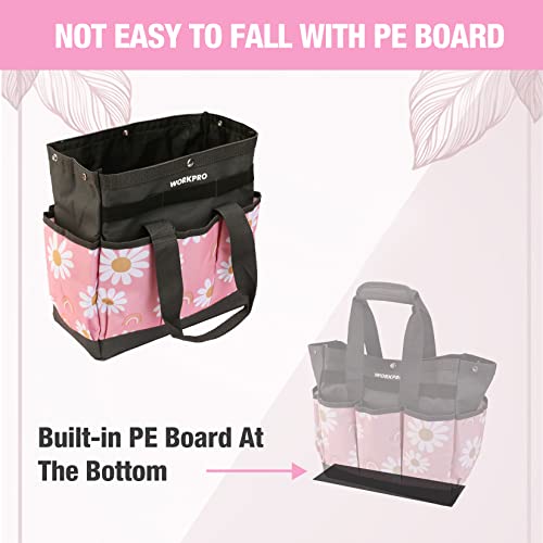 WORKPRO Garden Tool Bag, 9 Pockets Gardening Bag - color: Floral Pink