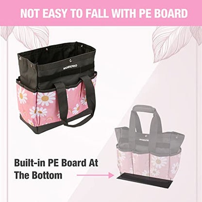 WORKPRO Garden Tool Bag, 9 Pockets Gardening Bag - color: Floral Pink