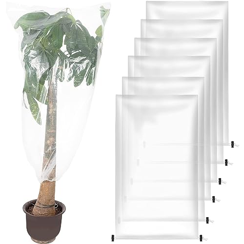 6Pcs 35"x59" Winter Plant Cover Freeze Protection, Plastic Plant Frost Bags - size: 59"H, 35" Opening