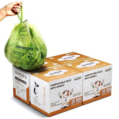 1.6 Gallon Compostable Bags, 220 Count, 6 Liter, Extra Thick - color: 1.6Gal 220Pcs