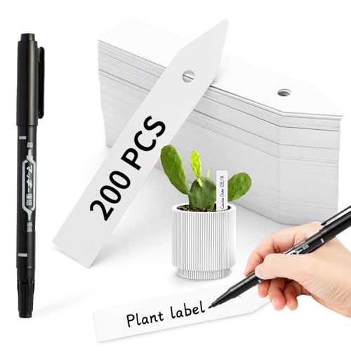Plant Labels, 200Pcs 3-Inch Plastic Plant Tags with Maker Pen - color: White-200pcs