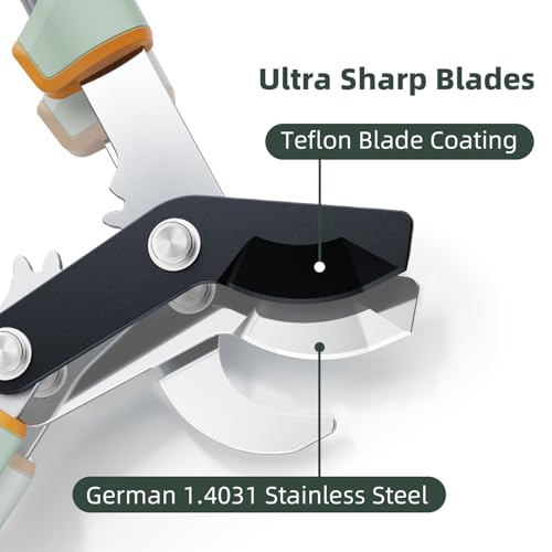 PrunePro Pruning Shears Loppers Set - Adjustable Bypass Hand Pruner Sharp German Stainless Steel Teflon Coating Garden Clippers for Branches Stem Plant Tree Cutters