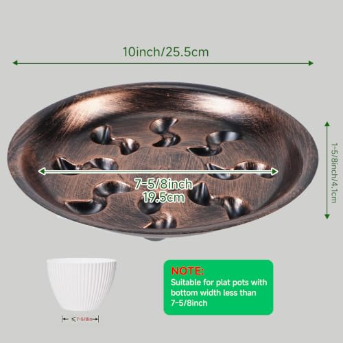 4 Pack Heavy Duty Antique Bronze Plant Saucer Sturdy Pot Tray Plant Drip Trays Drip Trays for pots,Plant Water Catcher Tray,Flower Pot Saucer Water Drainage Tray Floor Protector (10 INCH) - size: 4PK 10 inch Bronze
