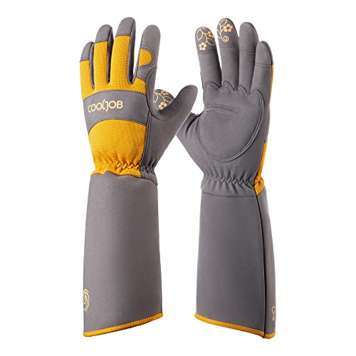 COOLJOB Thorn Proof Rose Pruning Garden Gloves for Women Long Sleeve Medium - color: Yellow, size: Medium