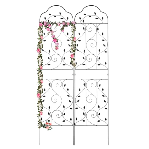 hogardeck Metal 84 * 19 Garden Trellis 2-Packs for Climbing Plants Flowers Vegetables Planting Arched Outdoor Decoration for Courtyards Lawns Gardens - size: 84*19 in