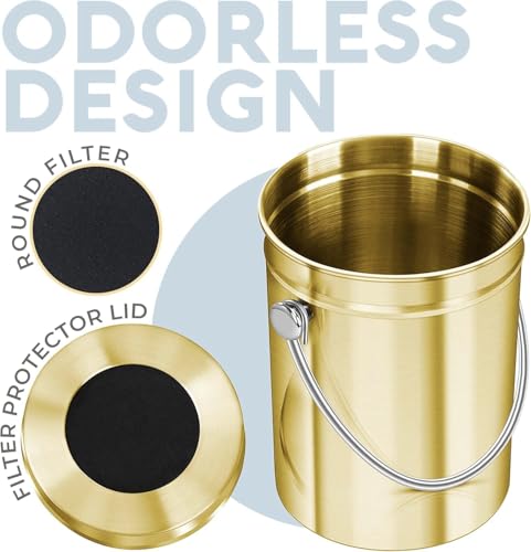 Epica Kitchen Compost Bin for Kitchen Countertops, 1.3 Galllon - Gold - color: Gold