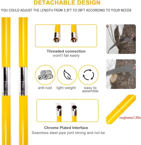 30Ft Tree Pole Pruner, 2025 Upgraded Spring Manual Branches Trimmer for Garden Tools Loppers Hand Pole Saws Extendable Height with Knives and Storage Pocket