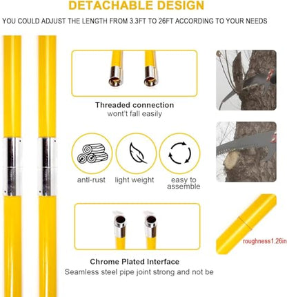 30Ft Tree Pole Pruner, 2025 Upgraded Spring Manual Branches Trimmer for Garden Tools Loppers Hand Pole Saws Extendable Height with Knives and Storage Pocket