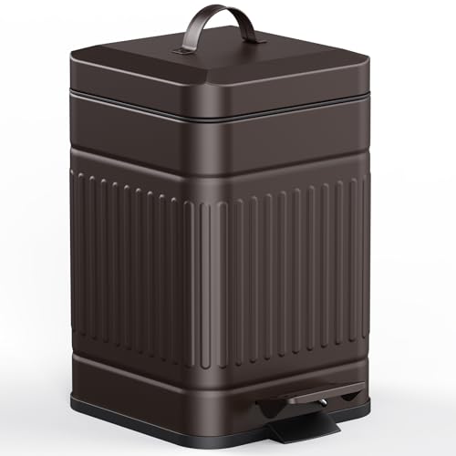 CEROELDA Small Trash Can with Lid-1.3 Gal, Dog Poop Trash Can Outside-Brown - color: Brown