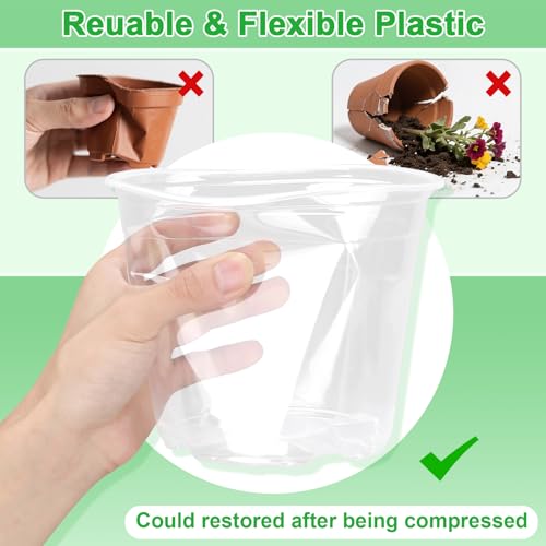 10/8/6/5 Inch Large Clear Nursery Pots with Drainage Holes, 16 Pack Gallon Clear Plastic Pots for Plants, Seedling Starter Pot, Garden Plant Pots for Succulents Flowers - size: 10/8/6/5 Inch