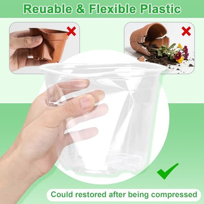 10/8/6/5 Inch Large Clear Nursery Pots with Drainage Holes, 16 Pack Gallon Clear Plastic Pots for Plants, Seedling Starter Pot, Garden Plant Pots for Succulents Flowers - size: 10/8/6/5 Inch