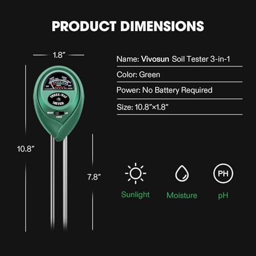 VIVOSUN 2 Pack Durable Waterproof Seedling Heat Mat Warm Hydroponic Heating Pad 10 x 20.75 Inch, Soil Tester, 3-in-1 Plant Moisture Meter Light and PH Tester for Germination, Indoor Gardening, Greenho