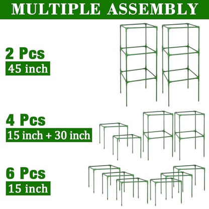 ZeeDix 45 Inch Square Tomato Cages for Garden with Clips 2 Pack - color: Green-2 Pack, size: 45-inch
