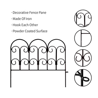 Garden Edging Border Decorative Fences Panel 18" W x 16" H 5 Pack for Flower Bed Edging Rustproof Dog Animal Barrier Fencing for Yard Metal Black