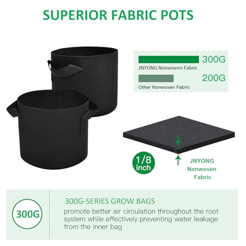 JNYONG 12-Pack 5 Gallon Thickened Non-Woven Grow Bags - size: 5 Gallons