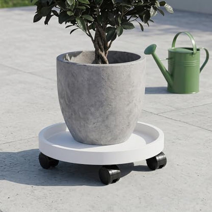 2 Pack Plant Caddy with Wheels,12.6 inch Rolling Plant Stands - color: White