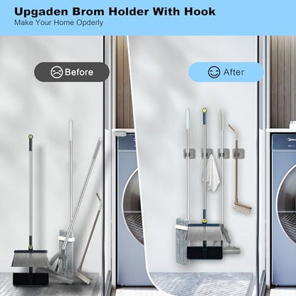 4 Pack Stainless Steel Mop and Broom Holder Wall Mount with Hook, Silver - color: A-Silver, size: 4PCS Gripper