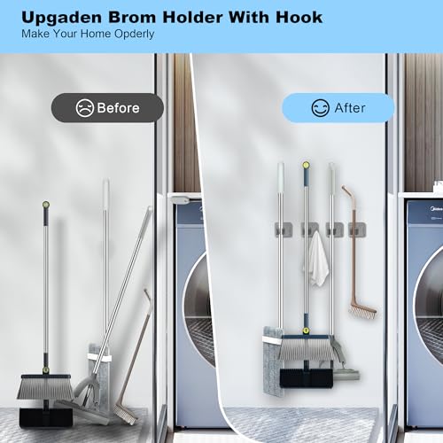 4 Pack Stainless Steel Mop and Broom Holder Wall Mount with Hook, Silver - color: A-Silver, size: 4PCS Gripper