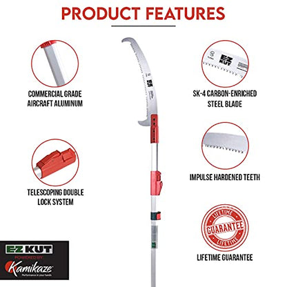 EZ Kut Professional Pole Saw 20’ Extendable - Manual Pole Saw for Tree Trimming. Branch Cutter with Double Hook for Branch Removal - Best Tree Pruner. Tree trimmer pole saw. Since 1988 - size: 20 ft