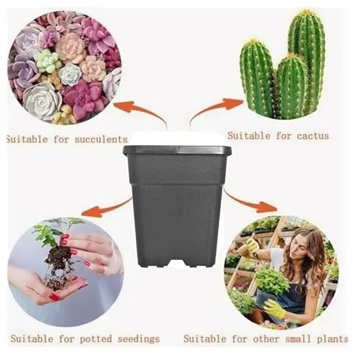 10 Pcs 1 Gallon Black Square Nursery Pots with Drainage Holes and Plant Flexible Seedling Pots Seed Starting Planter for Indoor Outdoor Flowers