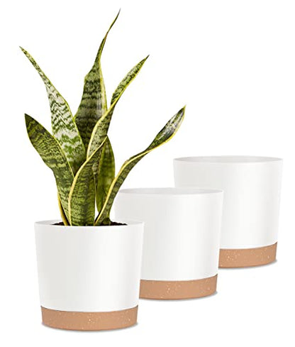 kubvici Indoor Plant Pots Planters 8 inch Plastic Planter (White x 3 Pack) - color: White 3, size: 8 inch