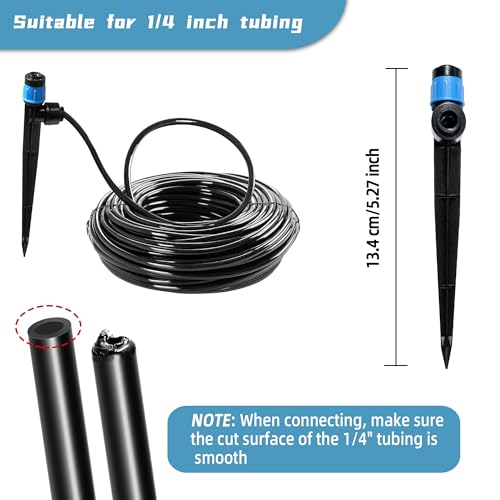 60PCS Push-to-Fit Drip Irrigation Emitters for 1/4 inch Irrigation Tubing, Adjustable 360 Degree Vortex Drip Emitters with Stake, Irrigation Dripper Sprinklers for Drip Irrigation System - size: 60PCS Drip Irrigation Vortex Emitters
