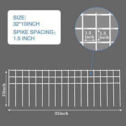 32x10-inch No Dig Animal Barrier Fence, 20 Pack White Dig Protective Fence with 1.5 inch Spike spacing, Dog/Rabbit/Groundhog Underground Defence, for Outdoor Garden Patio - size: 32x10-20P- white