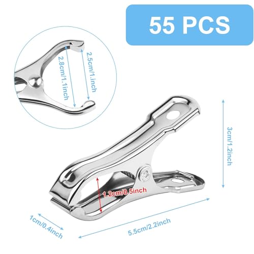 JULMELON 55 PCS Stainless Steel Garden Clips, Large Greenhouse Clamps
