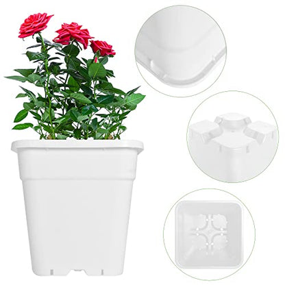 HOSTIC Plant Nursery Pot 10-Pack 3 Gallon White Plastic Garden Planter Pots Flower Seedling Injection Molded Container Seed Starting Pot for Indoor Outdoor Plants Seedlings Flowers Vegetables - size: 3 Gallon