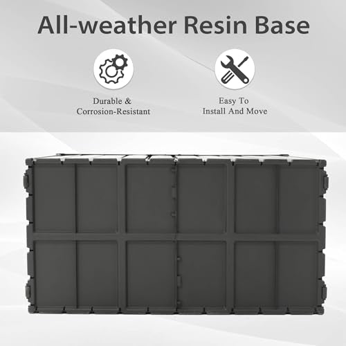 150 Gallon Outdoor Storage Deck Box, Metal Patio Bin with Rollers, 49" - color: Dark Gray