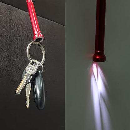 24.4 in Claw Grabber Tool,Bendable Hose Reacher Pickup with LED Light,4 Claw Picking Tool for Garbage Litter Pick Home Sink Drain and Metal Small Items. (Red) - color: Red