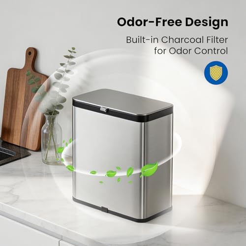 Kitchen Compost Bin with Lid, 2.1 Gal Countertop & Under Sink Trash Can