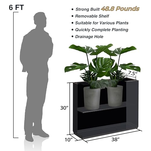 Wallowa Metallic Heavy Duty Outdoor Planter Box, 38Lx10Wx30H Span Planter - color: Black 30h, size: 38Lx10Wx30H
