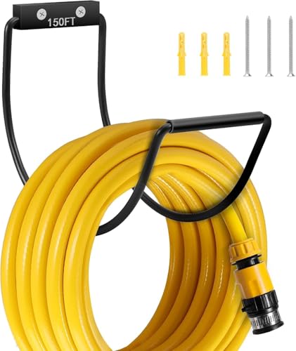 Garden Hose Holder Water Hose Hanger Wall Mounted,304Stainless Steel Solid Hose Hook Holds Up to 150Ft Garden Hose, Expandable Hose, Water Hose -Black - color: Black-1
