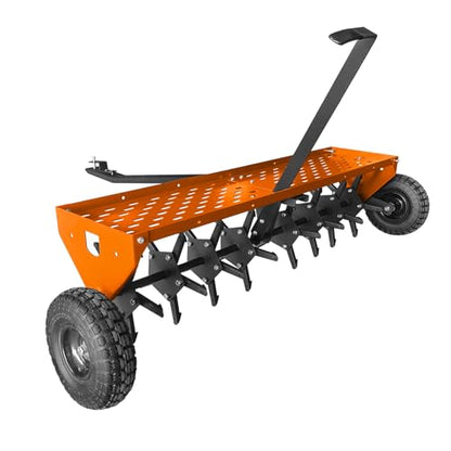 Heavy Duty 48" Tow Behind Lawn Core Aerator – Galvanized Steel Construction, 3" Spikes, Inflatable Wheels, All-Purpose Hitch – Ideal for Lawn Tractor, Mower, ATV – Yard, Garden, Farm Tool Set