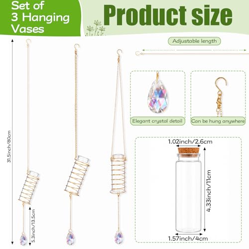 Sieral 3 Set 3 Set Hanging Propagation Stations with Crystal Suncatchers