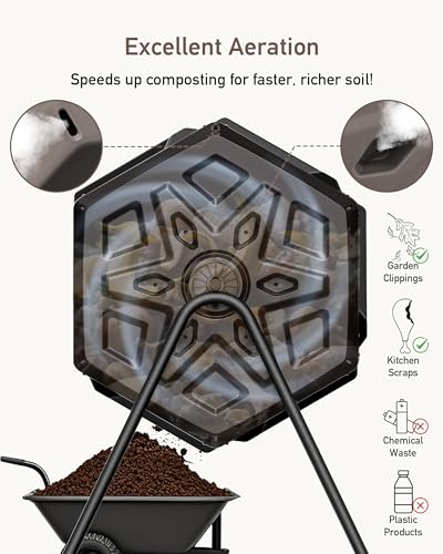 THE Growing 43 Gal Outdoor Compost Bin Tumbler for Backyard Garden, Brown - color: Coffee