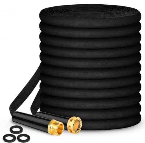 Garden Hose 50FT, Non-Expanding Water Hose with 3/4'' Standard Fittings - color: Black, size: 50ft