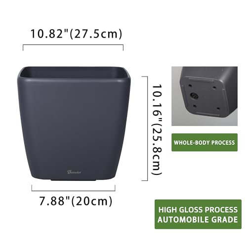 Dexceder 11x10 Self Watering Planter (Slate Gray Matte) - color: Slate Gray, size: 11x10