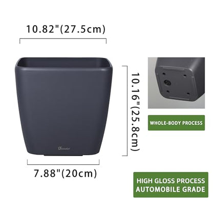 Dexceder 11x10 Self Watering Planter (Slate Gray Matte) - color: Slate Gray, size: 11x10