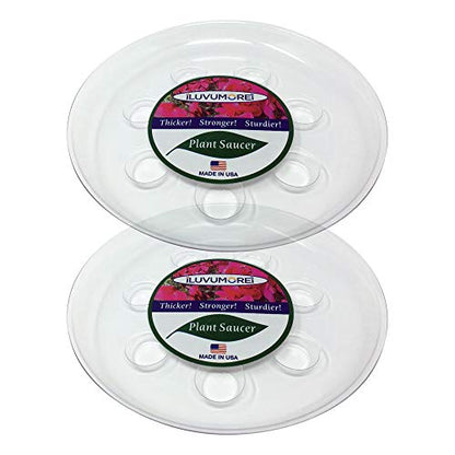 2 Pack of 8 inch Clear Round Plant Saucer, Thicker Plastic Tray for Indoor, Durable Flower Pot Planter Saucers with Multiple Support Footing Designed for Improved Airflow. - size: 8" - 2 Pack