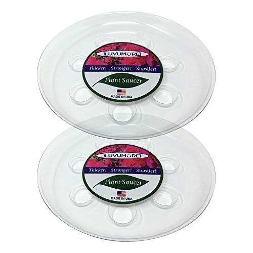 2 Pack of 12 inch Clear Round Plant Saucer, Thicker Plastic Tray for Indoor, Durable Flower Pot Planter Saucers with Multiple Support Footing Designed for Improved Airflow. - size: 12" - 2 Pack