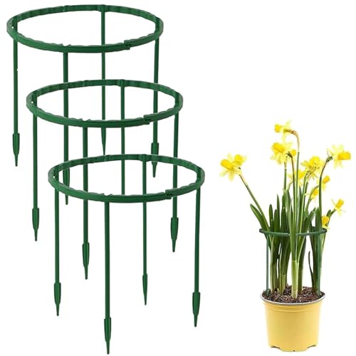 12Pack Plant Stakes, Plant Rings Stackable 3 Tier Garden Flower Support - size: 9.4" X 5.5"