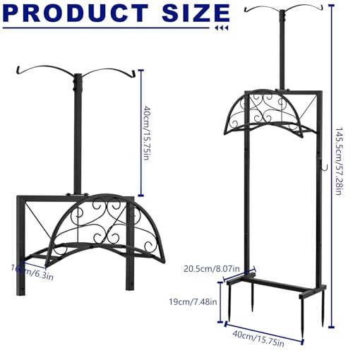 Hose Holder with Double-Ear Hooks and Free Gardening Gloves, Garden Hose Holder,Heavy Duty Metal Build, Hose Holders for Outside, Outside Hose Rack for Yard Lawn Patio, Black
